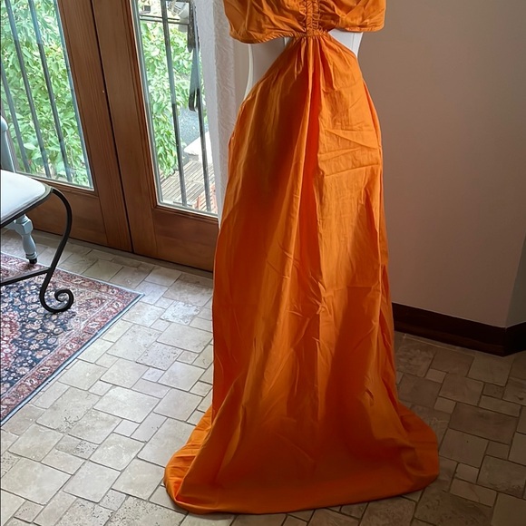 Topshop Cotton Poplar Maxi Orange Cutout Vacation Dress NWOT Medium - Picture 4 of 10